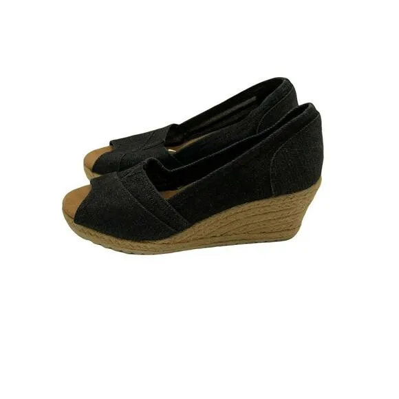 Skechers Memory Foam Shoes Women's Size 9 Wedges Open Toe Slip On Espadrilles
