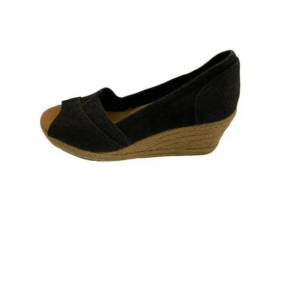 Skechers Memory Foam Shoes Women's Size 9 Wedges Open Toe Slip On Espadrilles