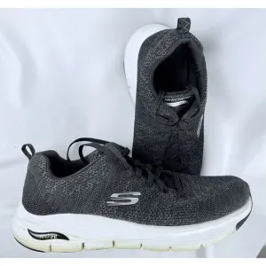 Skechers Men's Arch Fit Paradyme Blk/Wht Lace Up Sneakers   Size 15
