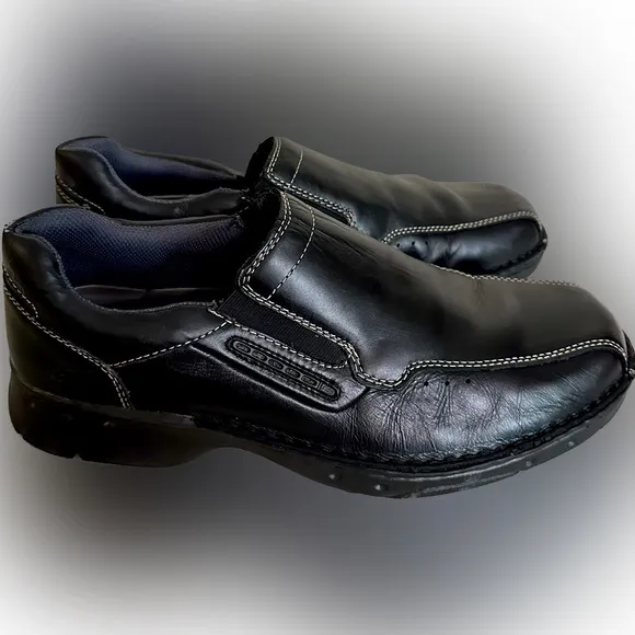 Skechers Relaxed Step Slip On Leather Casual Loafers Black 61052 Men's Size 10.5