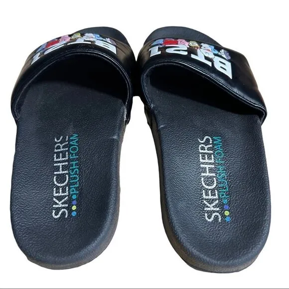 Skechers x Line Friends BT21 plush slides Sz 6 Rare