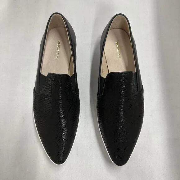 Sleek Black Textured Slip-On Sneakers (39)