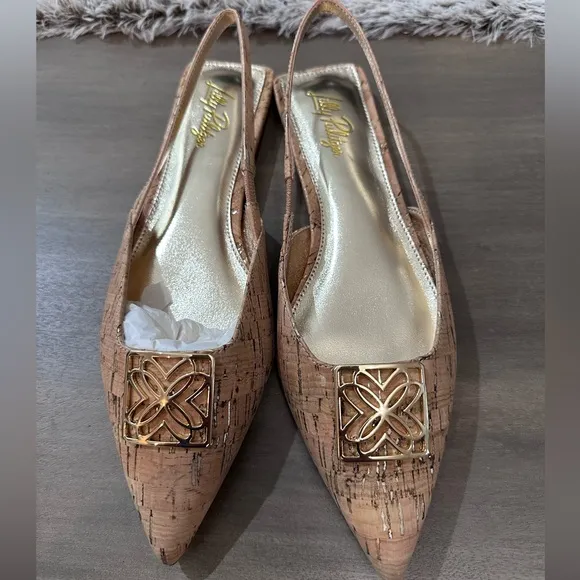 Slingback Flats in Natural Sz 8.5