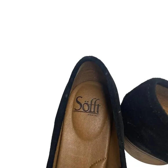 Sofft Cassia Heeled Loafers Women's Size 10 M, Black Suede NEW MSRP $125