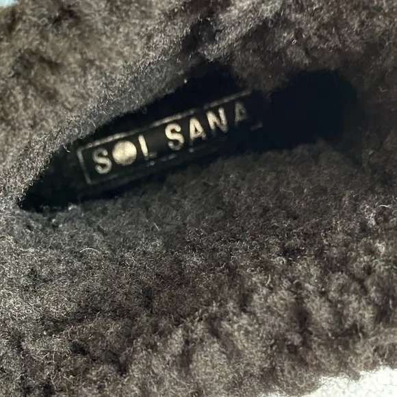 Sol Sana 8 Shannon‎ Boots Cowhide Leather Sherpa Lined Black Hiker Combat