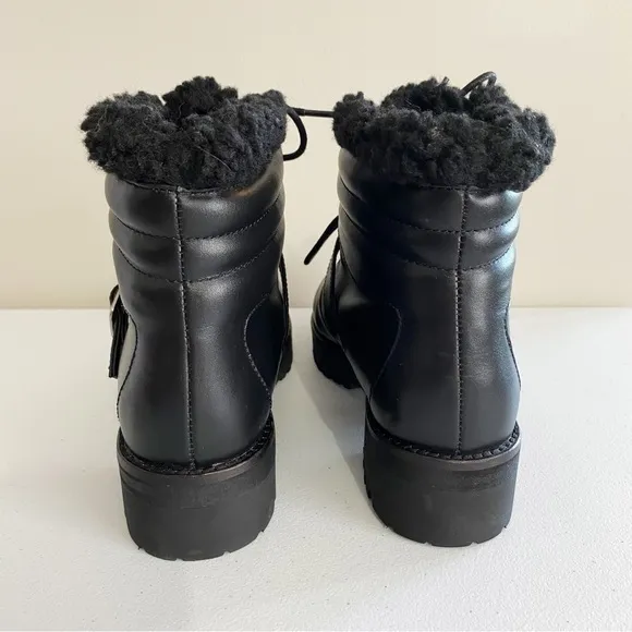 Sol Sana 8 Shannon‎ Boots Cowhide Leather Sherpa Lined Black Hiker Combat
