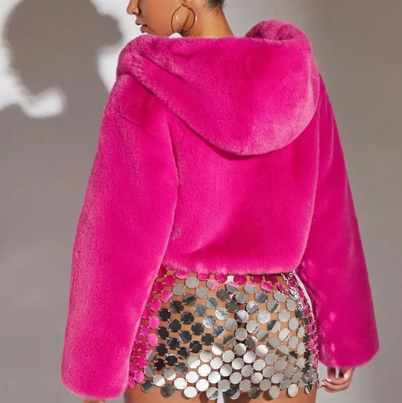 Solid Open Front Fuzzy Coat