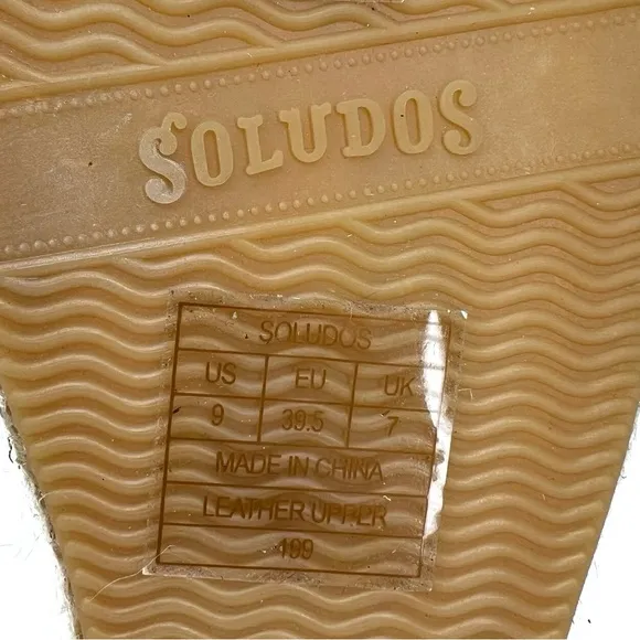Soludos Cadiz Wave Sandals Size 9 Perforated Leather Espadrille Platinum EUC