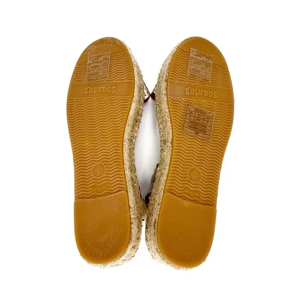 Soludos Cadiz Wave Sandals Size 9 Perforated Leather Espadrille Platinum EUC