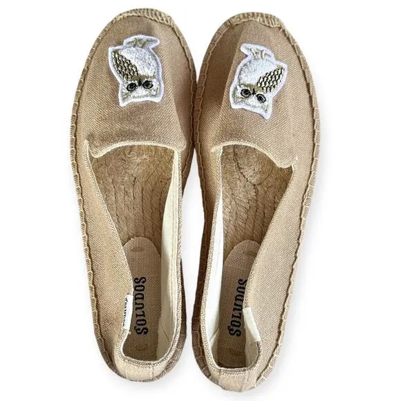 Soludos Gilded Owl Smocking Slipper Espadrilles Safari Tan Women 7