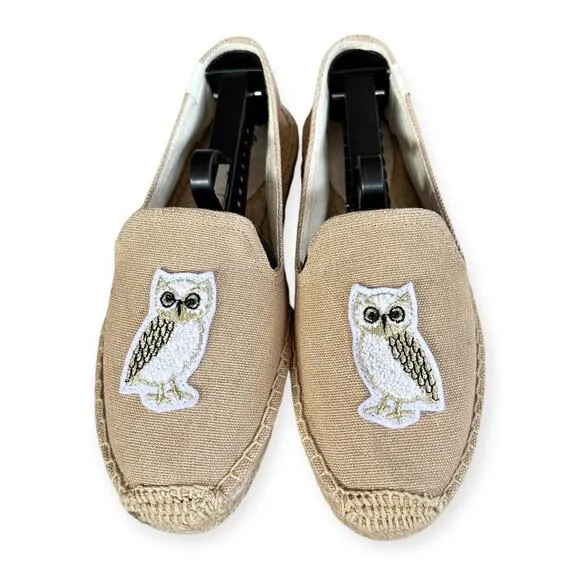 Soludos Gilded Owl Smocking Slipper Espadrilles Safari Tan Women 7
