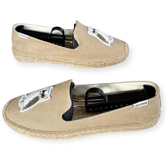 Soludos Gilded Owl Smocking Slipper Espadrilles Safari Tan Women 7