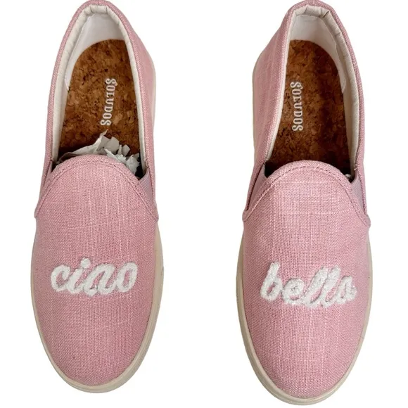 Soludos NWT Ciao Bella Dusty Pink Slip On Sneakers Embroidered SZ 7