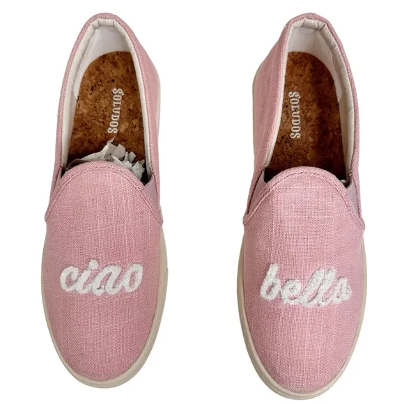 Soludos NWT Ciao Bella Dusty Pink Slip On Sneakers Embroidered SZ 7