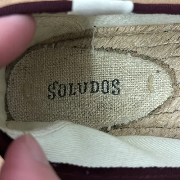 Soludos Red Burgundy Velvet Slip On Espadrilles Size 10