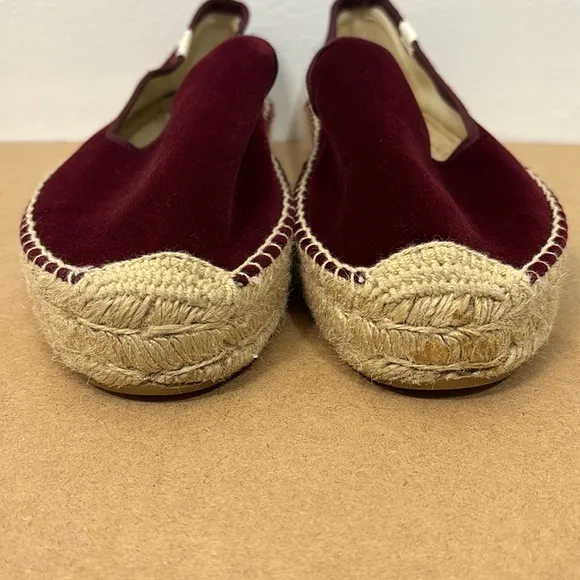 Soludos Red Burgundy Velvet Slip On Espadrilles Size 10