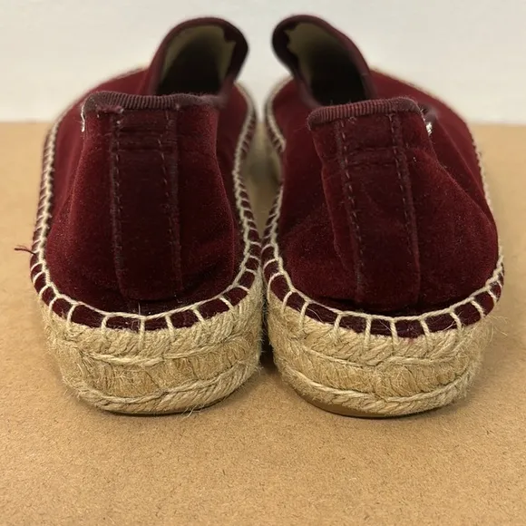 Soludos Red Burgundy Velvet Slip On Espadrilles Size 10
