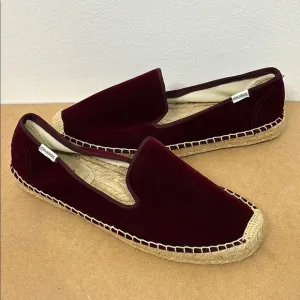 Soludos Red Burgundy Velvet Slip On Espadrilles Size 10