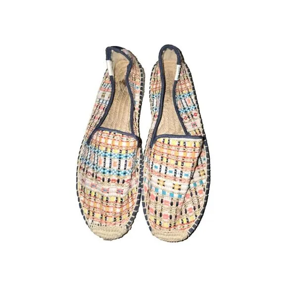 Soludos Shoes Womens Size 8 Espadrilles Multicolor Textured Gold Slip On Flats