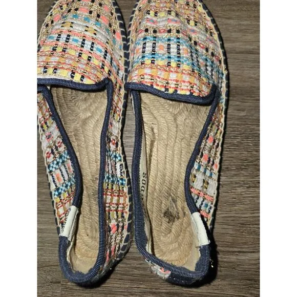 Soludos Shoes Womens Size 8 Espadrilles Multicolor Textured Gold Slip On Flats