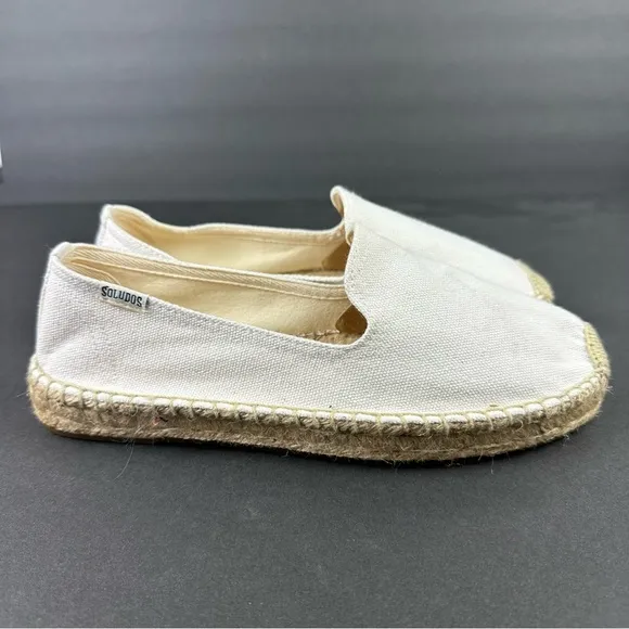 Soludos White Espadrilles 8 Slip On  Canvas Shoes Womens Brand New