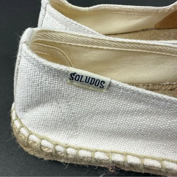 Soludos White Espadrilles 8 Slip On  Canvas Shoes Womens Brand New