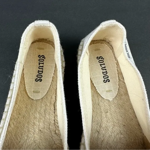 Soludos White Espadrilles 8 Slip On  Canvas Shoes Womens Brand New