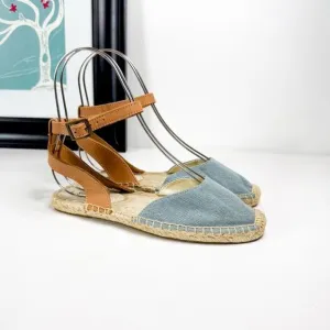 Soludos Women's Denim &amp; Leather Ankle Strap Espadrille Sandals Size 5.5