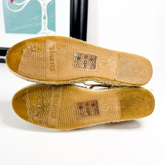 Soludos Women's Denim &amp; Leather Ankle Strap Espadrille Sandals Size 5.5