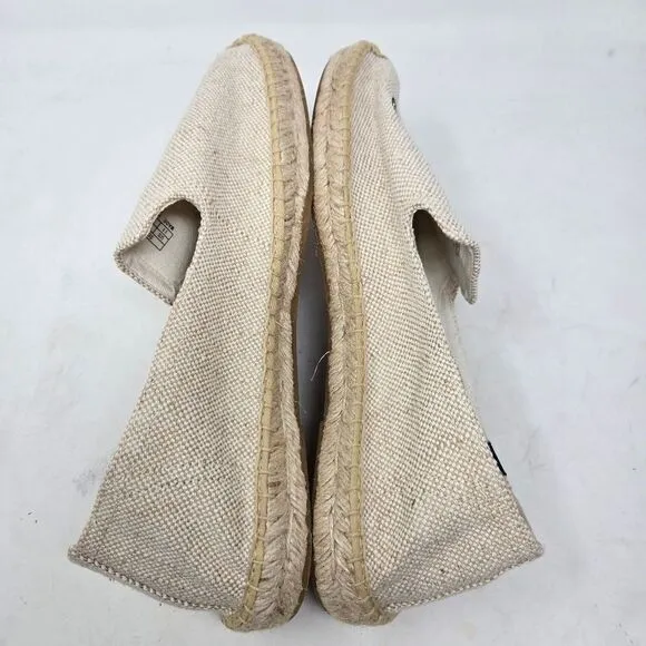 SOLUDOS Beer Shot Smoking Slippers Beige Espadrilles Drink Embroidery Size 11