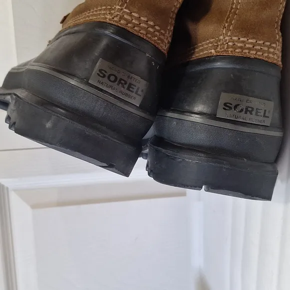 Sorel &quot;Sudbury&quot; leather winter snow work boots faux fur - 9 - lace up