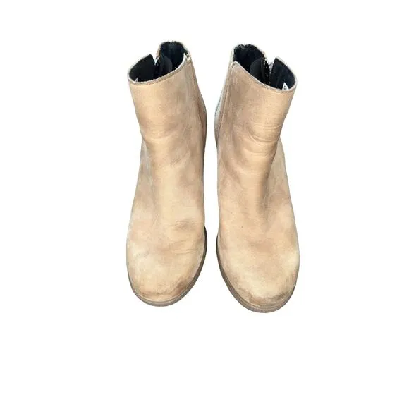 Sorel Beige Suede Leather Joan of Arctic II Side Zip Wedge Chelsea Boots Size 6