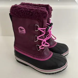 Sorel‎ Black Purple Lined Snow Waterproof Boots Mens Size 4