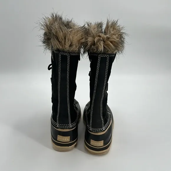 Sorel Black Suede Joan of Arctic Fuzzy Lined Boot Size 8