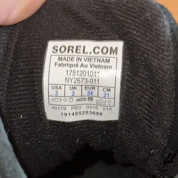 Sorel Black Waterproof Winter Duckboots Sz 3