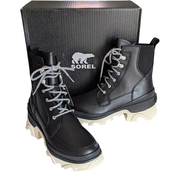 Sorel Brex Black and White Boots Size 8