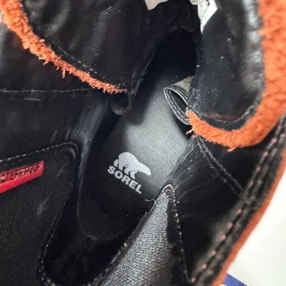 SOREL brex lace up waterproof boots in warp red, black size 8.5