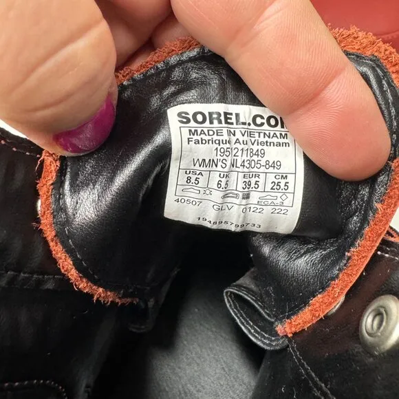 SOREL brex lace up waterproof boots in warp red, black size 8.5