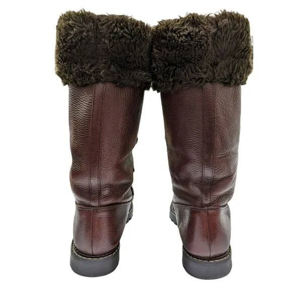 Sorel Brown Above The Knee Leather Lace up Boots Size 10M Made in Canada