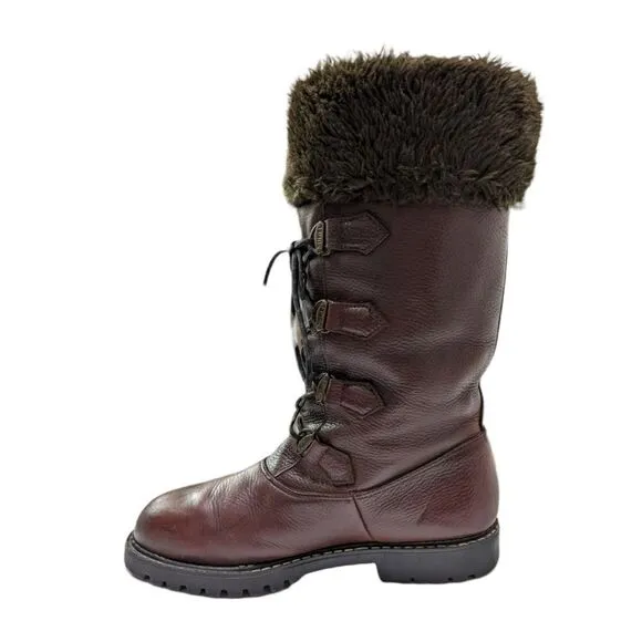 Sorel Brown Above The Knee Leather Lace up Boots Size 10M Made in Canada