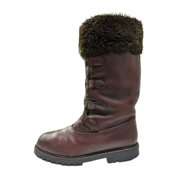 Sorel Brown Above The Knee Leather Lace up Boots Size 10M Made in Canada