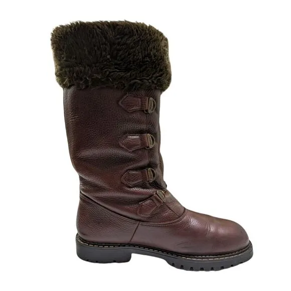 Sorel Brown Above The Knee Leather Lace up Boots Size 10M Made in Canada