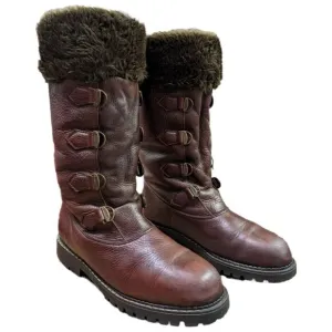 Sorel Brown Above The Knee Leather Lace up Boots Size 10M Made in Canada