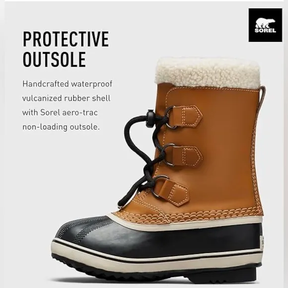 Sorel Caribou Boys Toddler Navy Tan Youth‎ Waterproof Weatherproof Boots Size 10