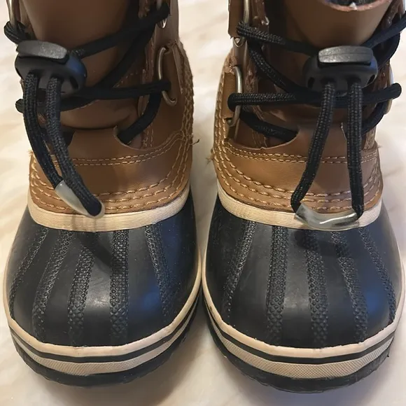 Sorel Caribou Boys Toddler Navy Tan Youth‎ Waterproof Weatherproof Boots Size 10
