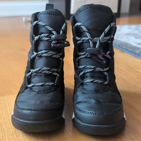 SOREL Children's Whitney II Plus Lace Waterproof Black Winter Boots Quilted