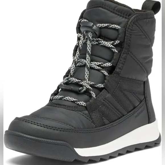 SOREL Children's Whitney II Plus Lace Waterproof Black Winter Boots Quilted