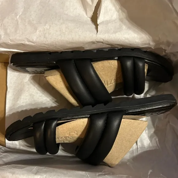 Sorel Ella II Puff‎ Black Sea Salt Slides Sandals Shoes