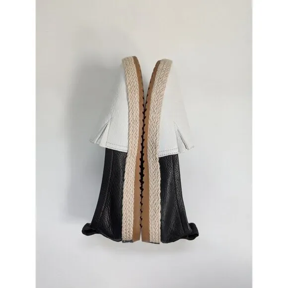 Sorel Ella Jute Leather Slip On Espadrilles Black And White Size 8.5
