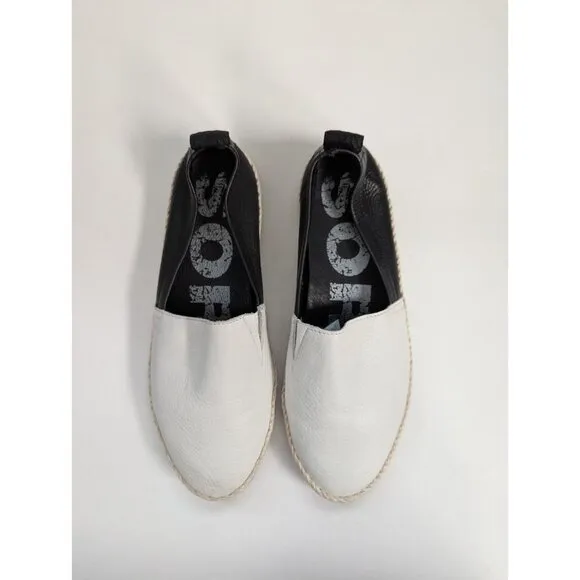 Sorel Ella Jute Leather Slip On Espadrilles Black And White Size 8.5